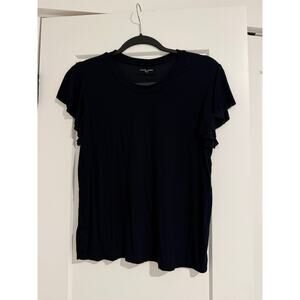 $75 Michael Lauren navy Flutter Sleeve Rib Tee - Small